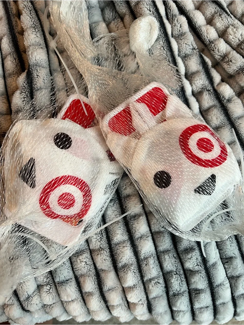 Target White Reusable Tote with Red Bullseye and Black Face Graphic